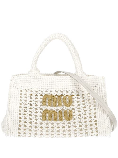 Borsa tote con ricamo Miu Miu | 5BA219V-OOO2DO1F0965